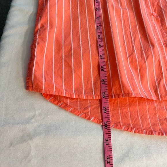 A New Day Orange & White Striped Oversized Button Down 100% Cotton Size Large - Picture 6 of 7